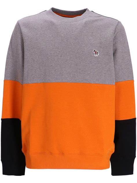 Ps Paul Smith Colour Block Striped Sweatshirt Grey Farfetch Uk