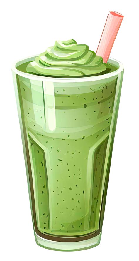 Fresh Green Smoothie Glass With Straw Isolated Ai Generated Png