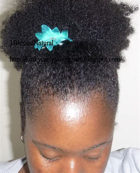 Natural Hair Puff With Turquoise Flower