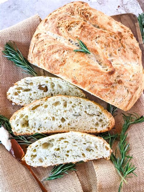 An Easy Homemade No Knead Rustic Rosemary Bread Recipe A Dense Flavor