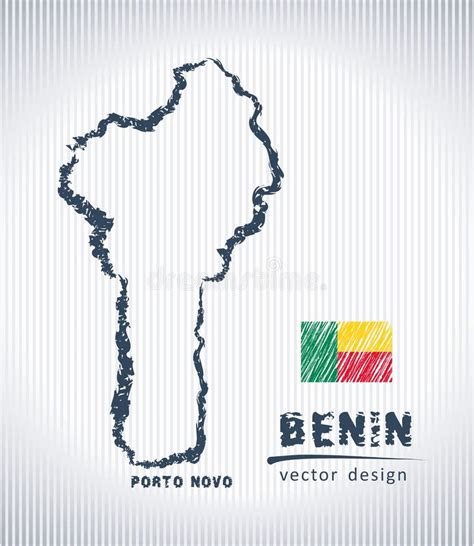 Mapa Do Desenho De Giz Do Vetor De Benin Isolado Em Um Fundo Branco