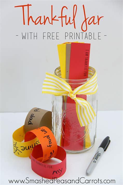 Thankful Jar With Free Printable For A Thankful Paper Chain Smashed Peas And Carrots