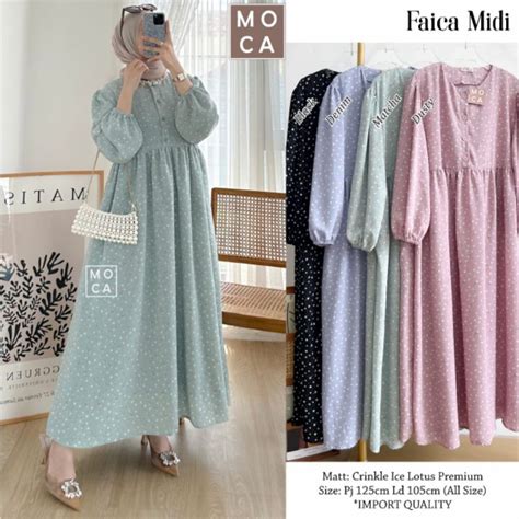 Jual Faica Midi Dress Gamis Jumbo Allsize Busui Premium Crinkle Airflow