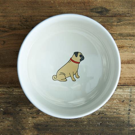 Pug Ceramic Dog Food / Water Bowl - Etsy