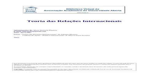 Pdf Teoria Das Relações Internacionais · Teoria Das Relações