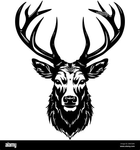 Deer Head Silhouette Hand Drawn Vector Illustration Elk Symbol Graphic