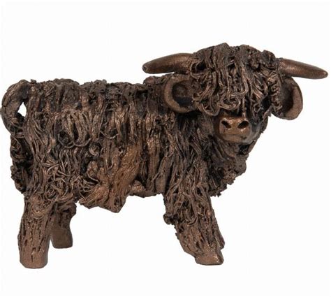 Bronzed Highland Cow Standing Figurine Home D Cor Tried Customs Home