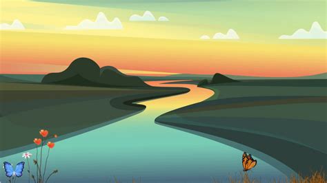 Beautiful River Cartoon Background Video Video MP4 Template Free Download - Pikbest