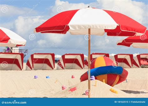 Colorful South Beach Umbrellas And Cabanas Stock Image Image Of