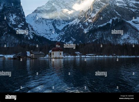 Snowy winter boat trip and hike on the Konigssee Lake in Bavaria ...