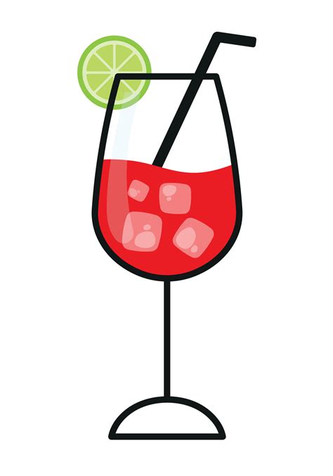 Cocktail Drink and Beverage Black Line Icon Clipart Vector Illustration ...