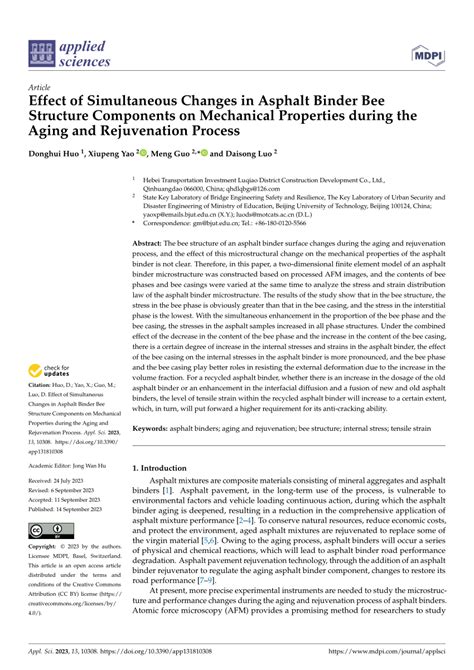 PDF Effect Of Simultaneous Changes In Asphalt Binder Bee Structure