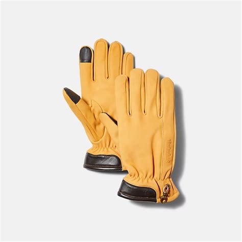 Winter Hill Leather Gloves With Touchscreen Tips For Men In Yellow