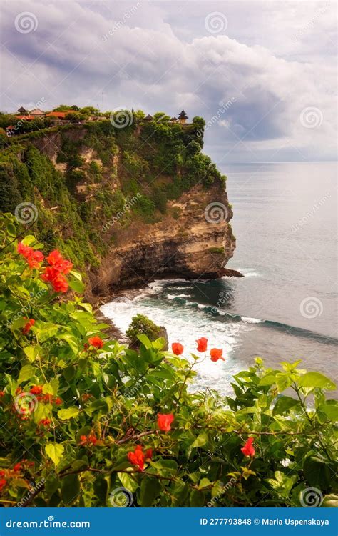 Uluwatu Cliff On Ocean Coast On Bali Island Indonesia Stock Photo