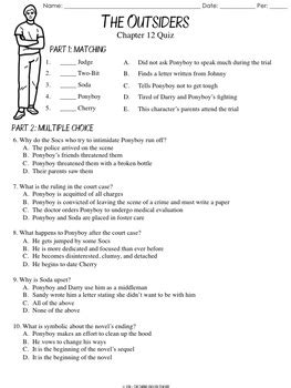 Outsiders Chapter 12 Quiz by The Daring English Teacher | TPT