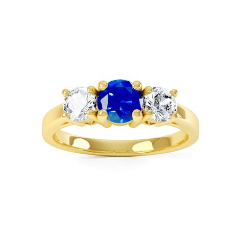 Eternity Three Stone Sapphire And Diamonds K Yellow Gold Engagement