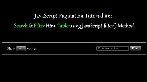 Javascript Pagination Tutorial 6 Search And Filter Html Table Using