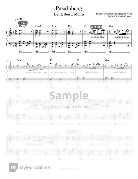 Benandben And Moira Pasalubong Piano Sheet Music Sheets By Mel S Music Corner