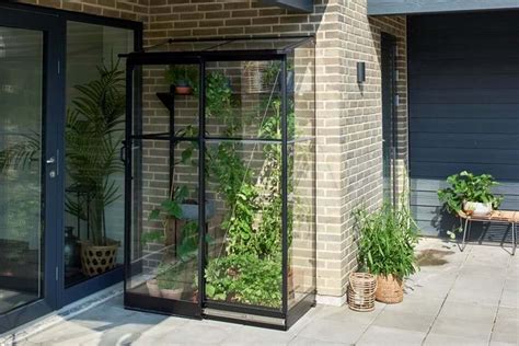 Halls Qube Lean To Greenhouse Black Toughened Glass Steam