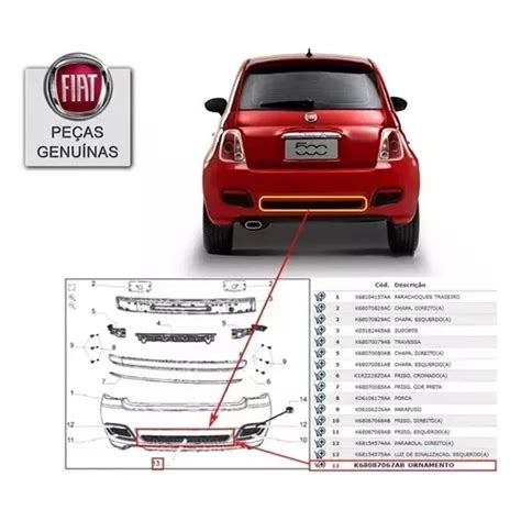 Grade Central Parachoque Traseiro Fiat 500 Parcelamento Sem Juros