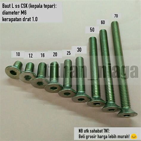 Jual Baut L Stainless M X Mm Atau Baut L Ss Jf Atau L Ss Csk Di