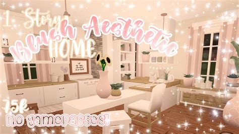 1 Story Blush Aesthetic Home 🧚🏻‍♀️ No Gamepasses Bloxburg