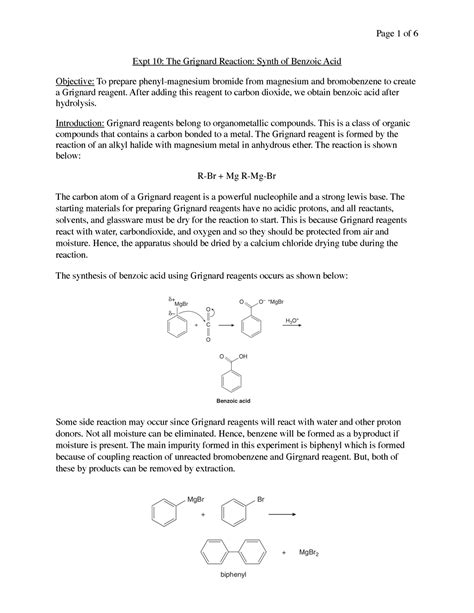 The Grignard Reaction Lab Report Expt The Grignard Reaction