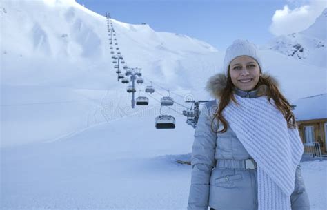 Woman in snow mountain stock photo. Image of leisure - 28870400