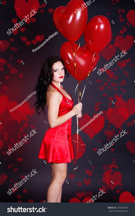 Sexy Brunette Balloons Heart Stock Photo 239324893 Shutterstock