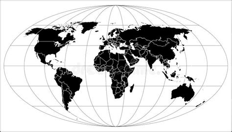 Mapa Mundial Con Fronteras Y Pa Ses Proyecci N Cil Ndrica Ilustraci N