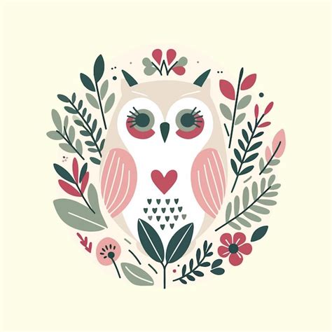 Premium Vector Illustration Owl With Floral And Foliage Motifs