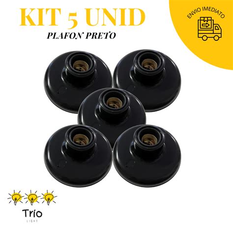 Kit Plafon Preto Soquete E Branco Bivolt Plafonier Redondo