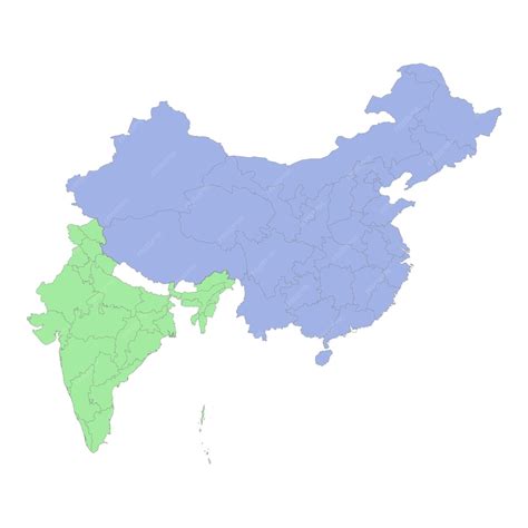 Premium Vector High Quality Political Map Of China And India With