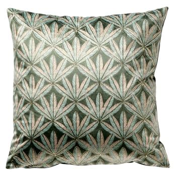 Coussin En Coton Beige Motifs Graphiques Verts Et Dor S X Borneo