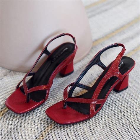 Red Sandals Peep Toe High Heel Sandals in 2022 | Black sandals heels ...