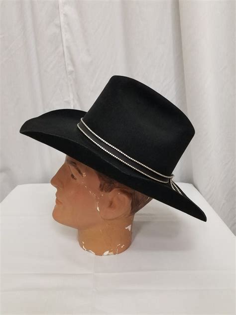 Vintage 1970s Stetson Black Cowboy Hat Size 7 18 W Gem