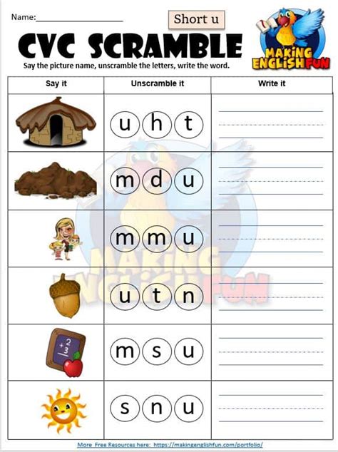 Free Short U Sound Worksheet Worksheets Library