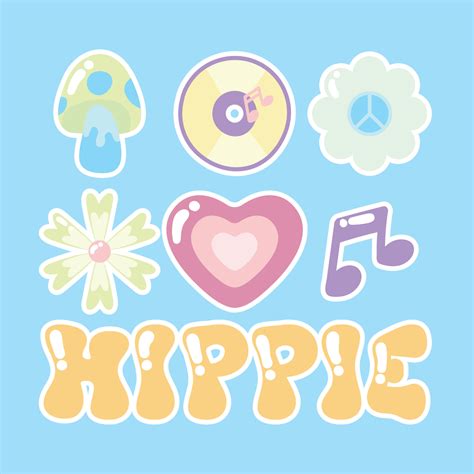 set of hippie stickers 10423847 Vector Art at Vecteezy