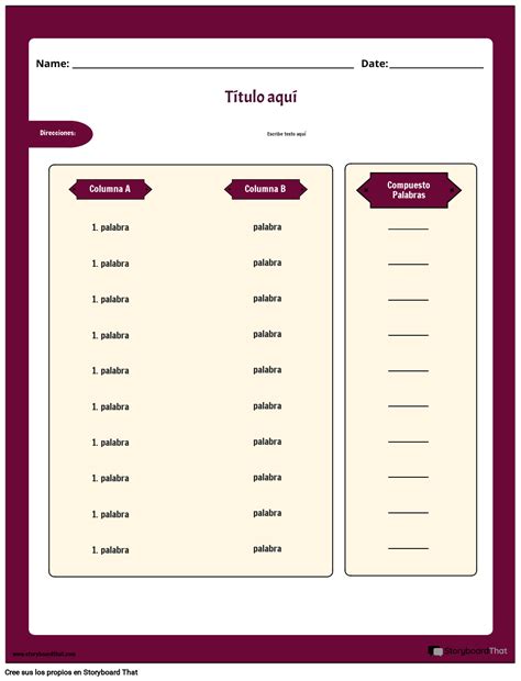 Hoja de Trabajo de Palabras Compuestas en Inglés