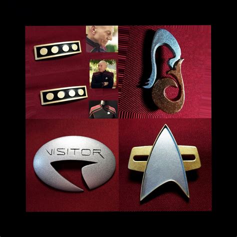 Star Trek Admiral Picard Rank Pin Pip Insignia Communicator Combadge