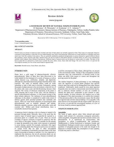 (PDF) A SYSTEMATIC REVIEW OF NATURAL TOXINS IN FOOD PLANTS