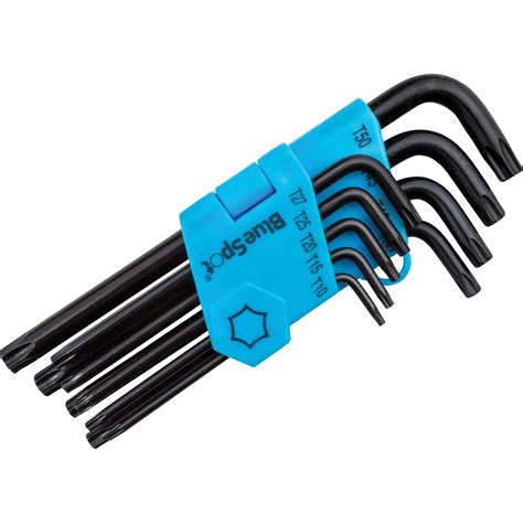 Bluespot 9 Piece Long Arm Torx Key Set Hex And Torx Keys