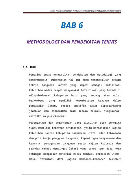 DOC BAB 6 Metodologi Dan Pendekatan Teknis DOKUMEN TIPS