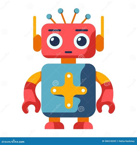 Futuristic Red Robot Cartoon Tranparent Background Stock Photo