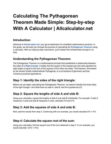 Ppt Title Calculating The Pythagorean Theorem Made Simple Step By