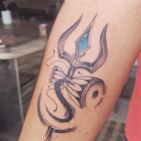 Trishul Damru Tattoo On Interior Forearm Kalamudra Tattoo Studio