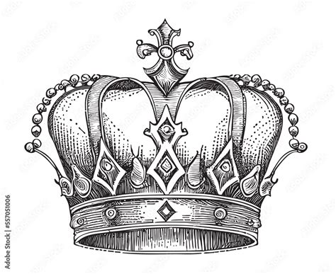 Royal king crown hand drawn sketch Vector illustration Stock Vector ...