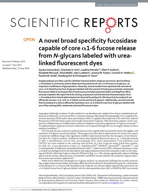 PDF A novel broad specificity fucosidase capable of core α1 6 fucose