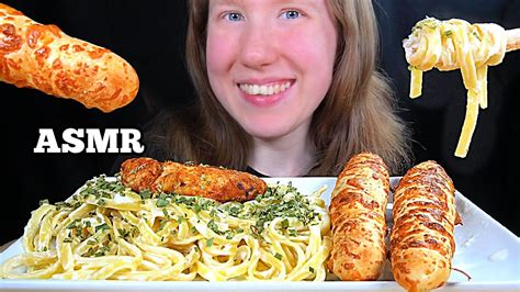 ASMR CHICKEN FETTUCCINE ALFREDO MUKBANG No Talking EATING SOUNDS