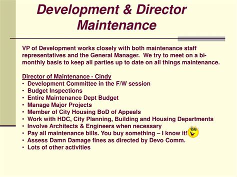 development director maintenance powerpoint  id